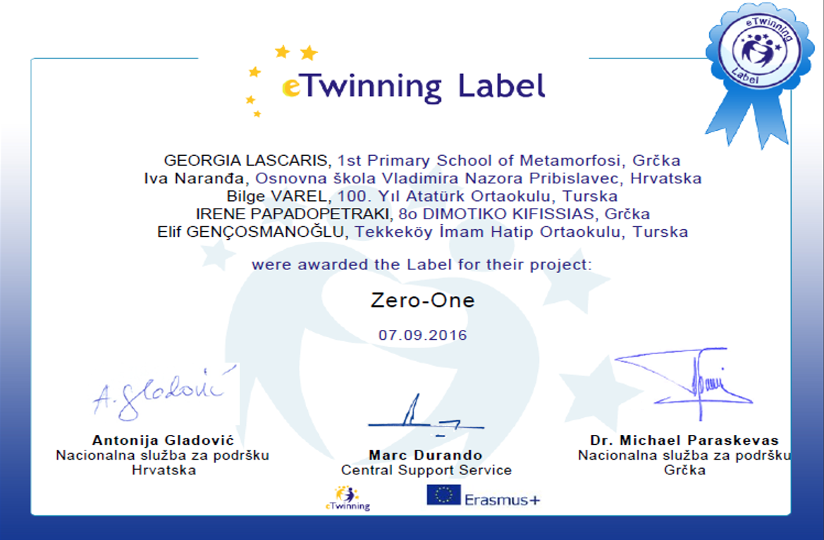 eTwinning Label - Zero-One